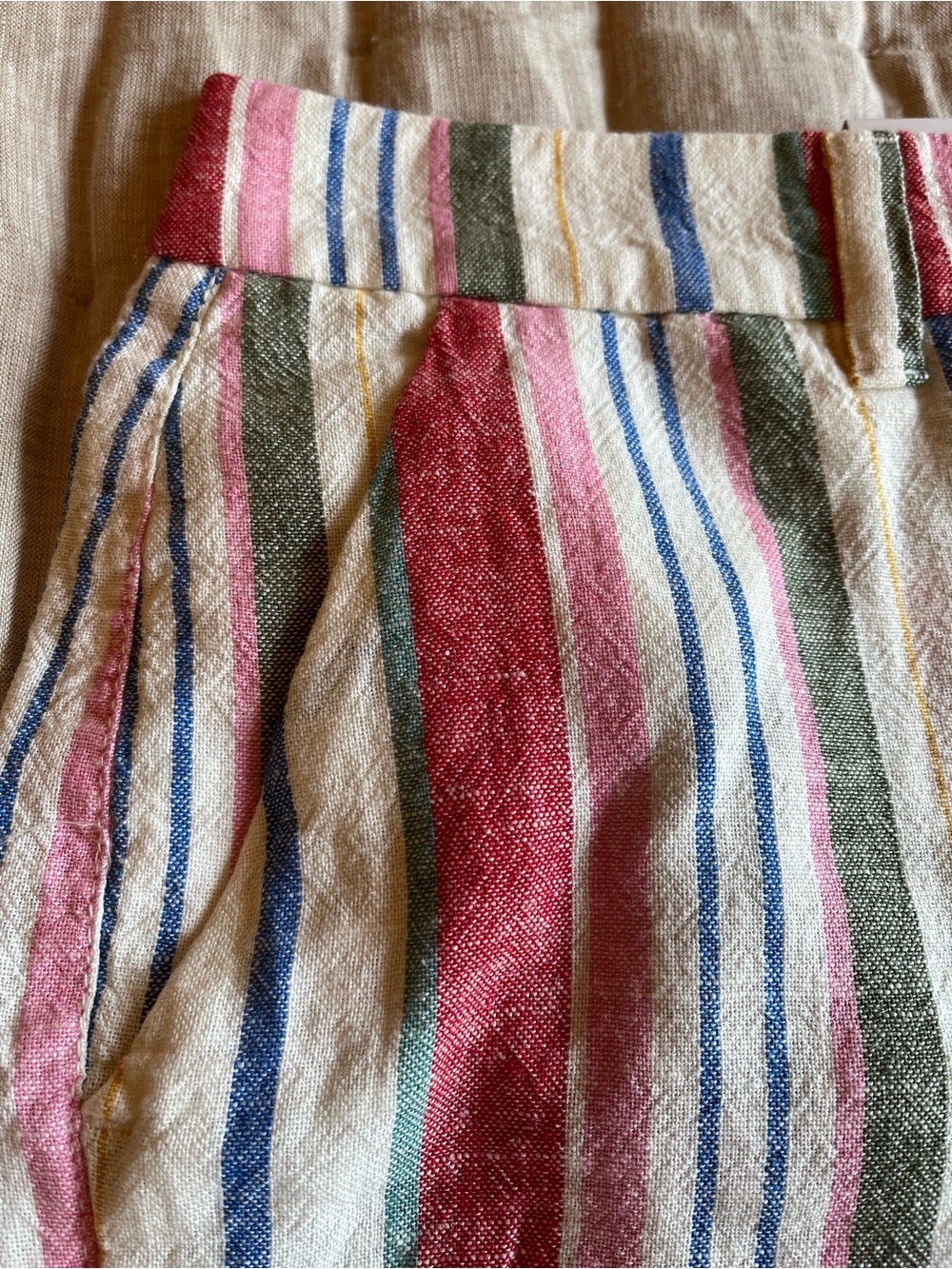 Old Navy Shorts 12 Linen-Blend Bermuda Shorts Multi-Color Striped - Picture 6 of 7